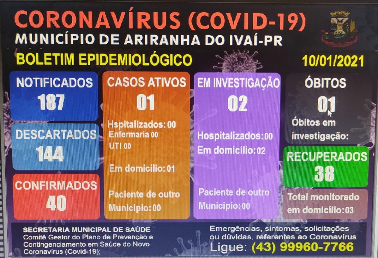 Informativo epidemiológico Ariranha do Ivaí | Covid - 19 - 10/01/2021