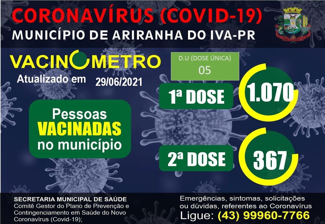 VACINÔMETRO ARIRANHA DO IVAÍ-PR | COVID-19 - 29/06/2021